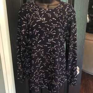 Michael Kors Size M Navy Floral Blouse